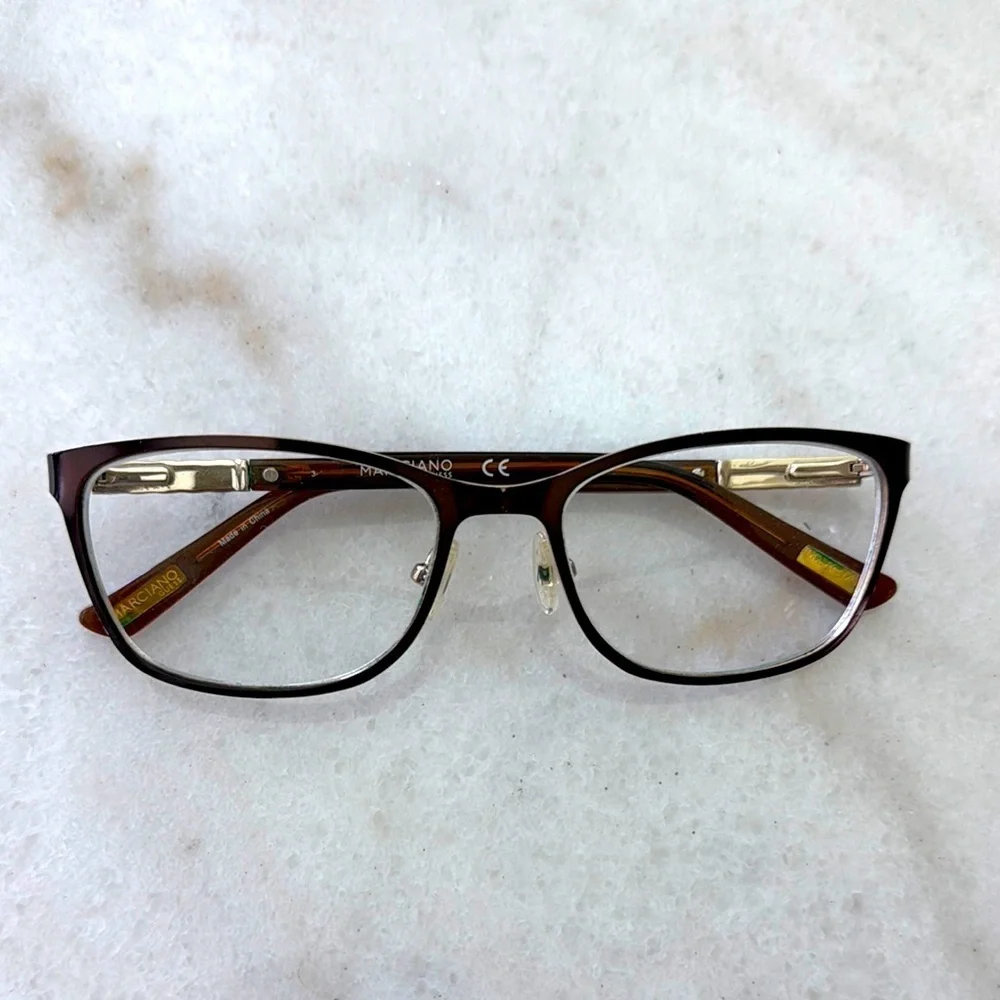 Guess Marciano GM 248 Brown and Gold Embellished Eyeglasses Frames 53 17 135